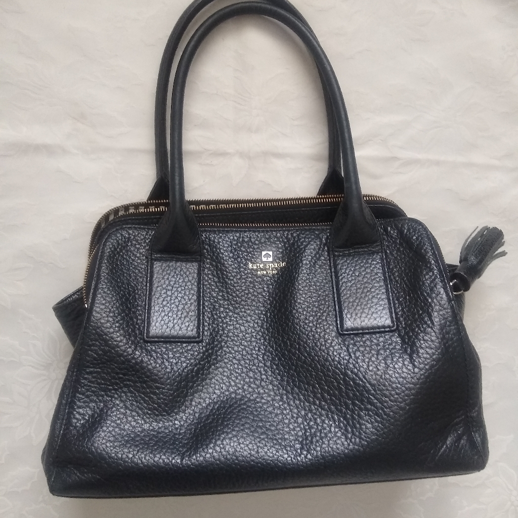 Kate Spade Black Leather Tassels Pebble